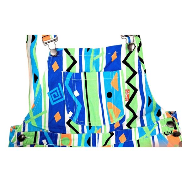 Shinesty Colorful Geometric Wild Print Bib Overalls Retro Look Size Men Medium - Picture 3 of 9
